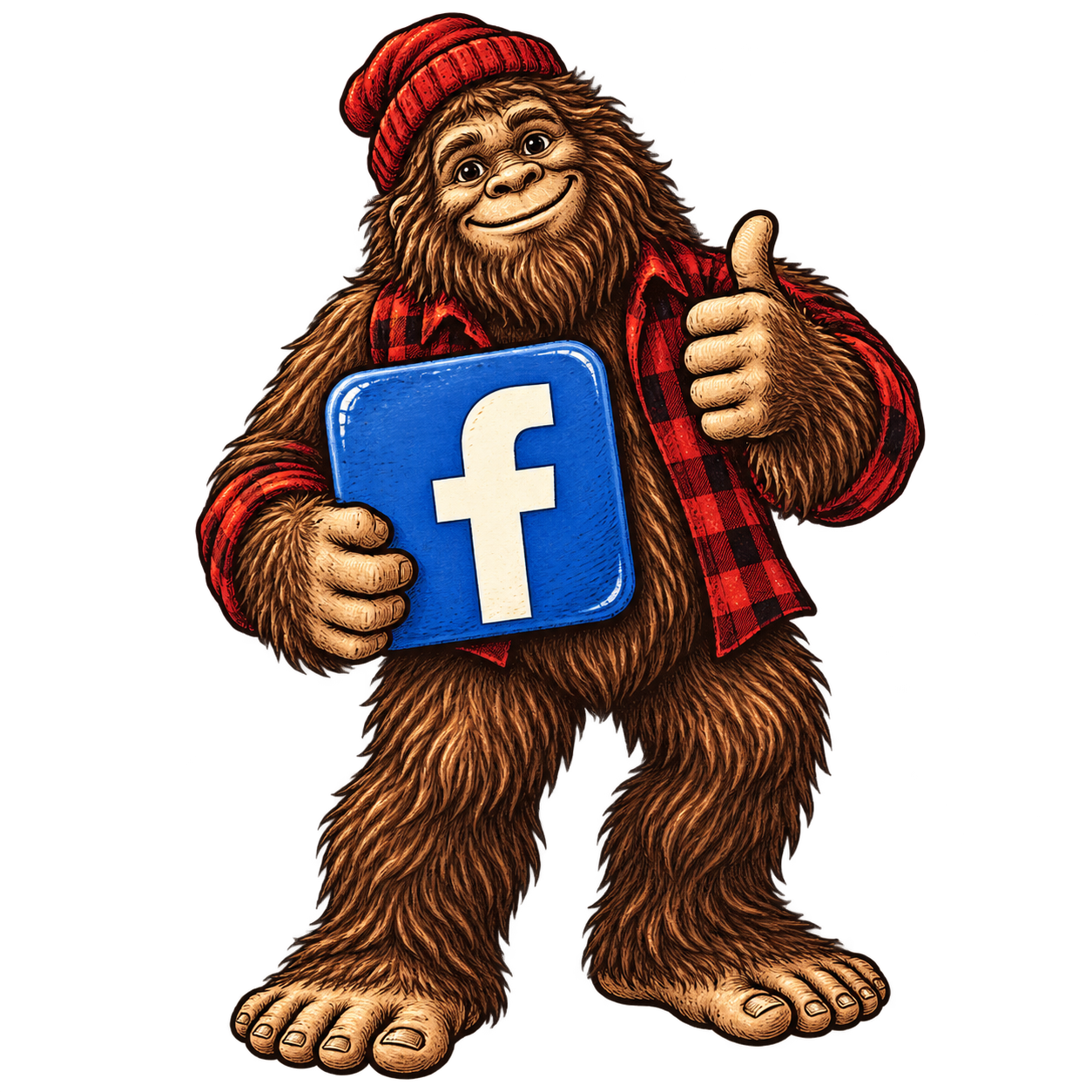 Bigfoot holding the Facebook icon
