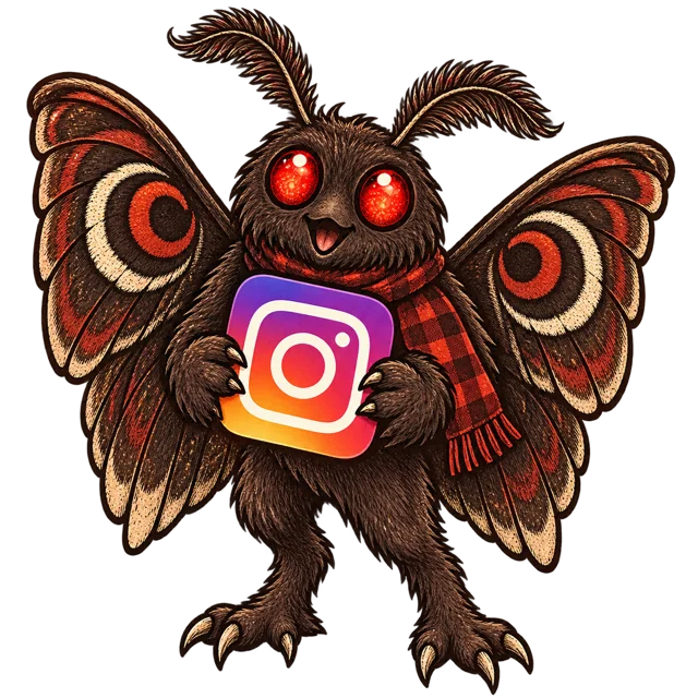 Mothman holding the Instagram icon