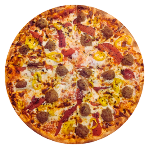 Attack of the 50' Meatball pizza